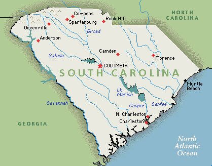 A Map Of South Carolina